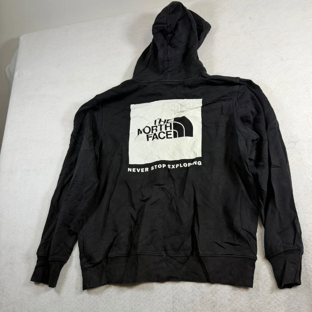 The North Face Mens Red Box Logo Pullover Hoodie Black Sweatshirt Medium 7969